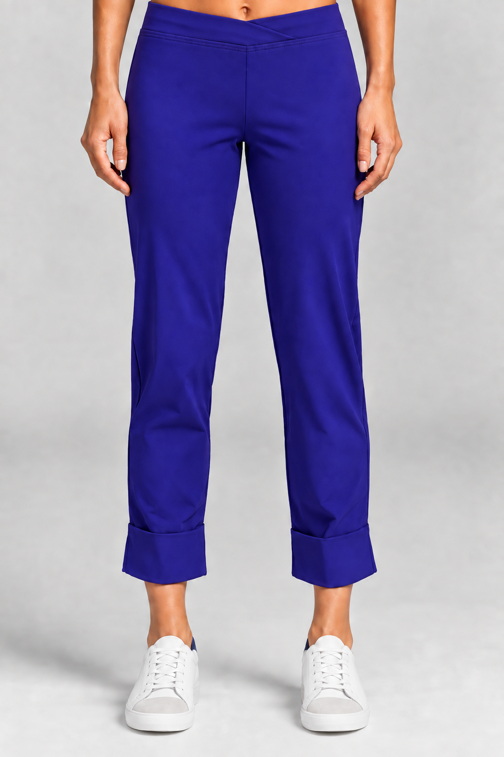 Greek Blue Wide Cuff Capri Pants