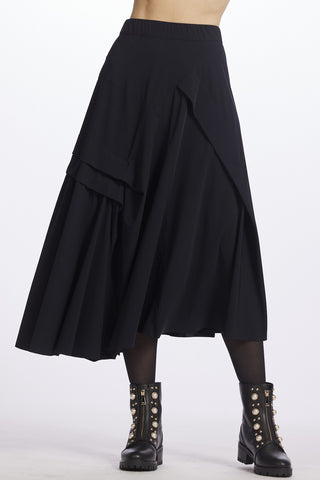 PAULA RYAN A-line Waterfall Skirt - Black
