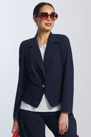 PAULA RYAN Short Waisted Jacket - Navy
