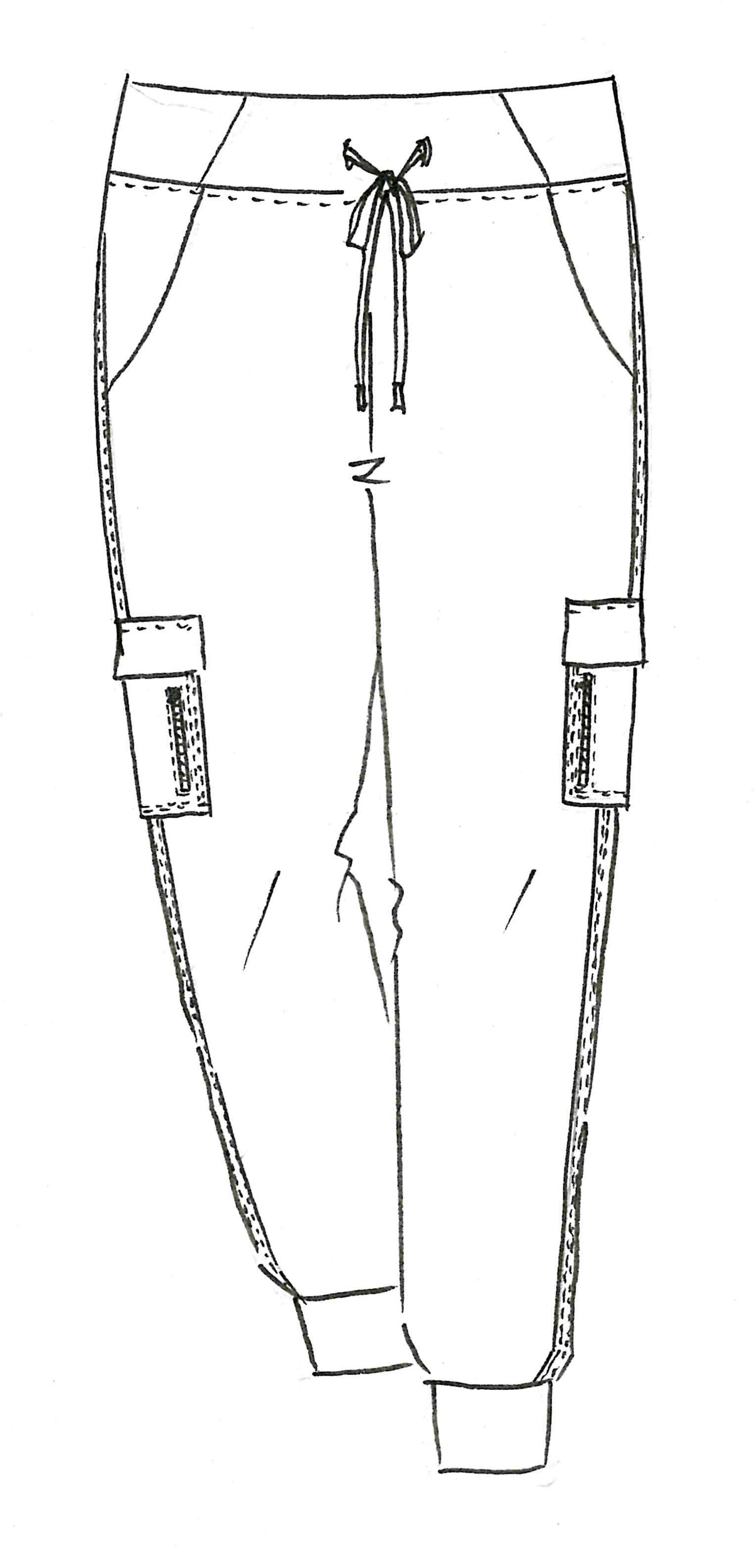 PAULA RYAN (Regular Length) Zip Detailed Pocket Cuffed Pant - Navy - Paula Ryan