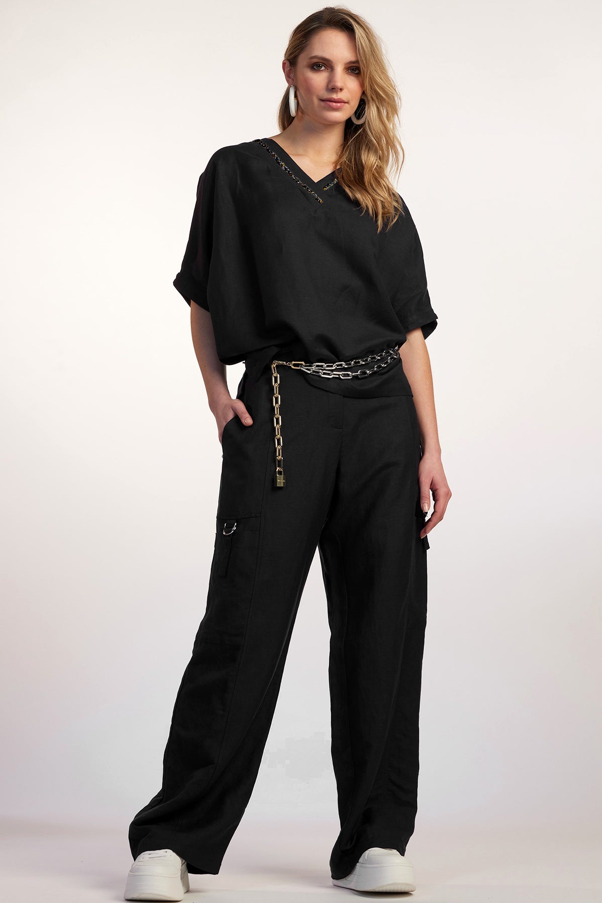 PAULA RYAN Linen Soft Leg Pant - Black - Paula Ryan