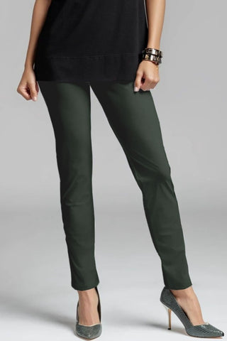 PAULA RYAN ESSENTIALS Waisted Cigarette Pant - Microjersey Khaki