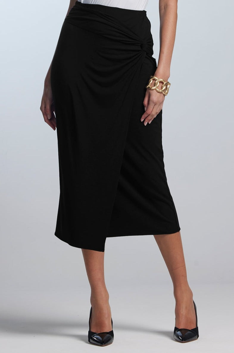 PAULA RYAN Twist Wrap Skirt - Black Merino - Paula Ryan