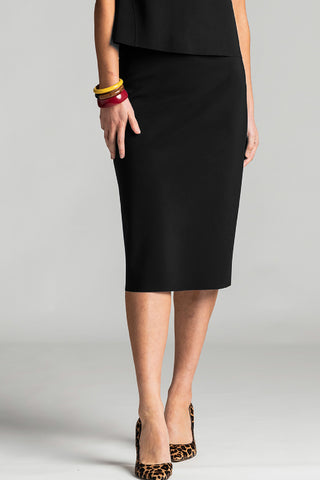 PAULA RYAN ESSENTIALS Regular Stretch Pencil Skirt - Bonded Microjersey - Black
