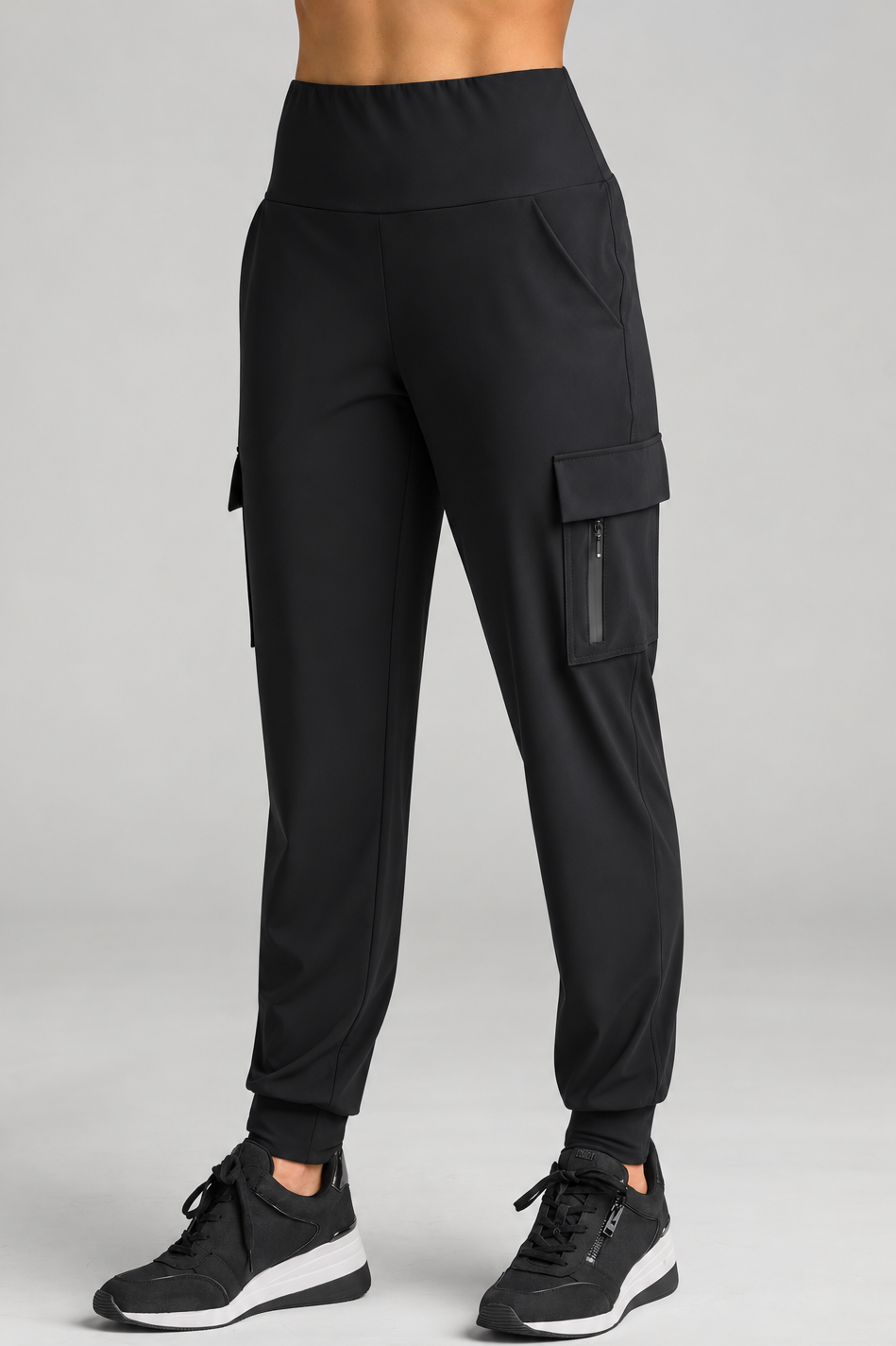 PAULA RYAN (Regular Length) Cuffed Cargo Pant - Black