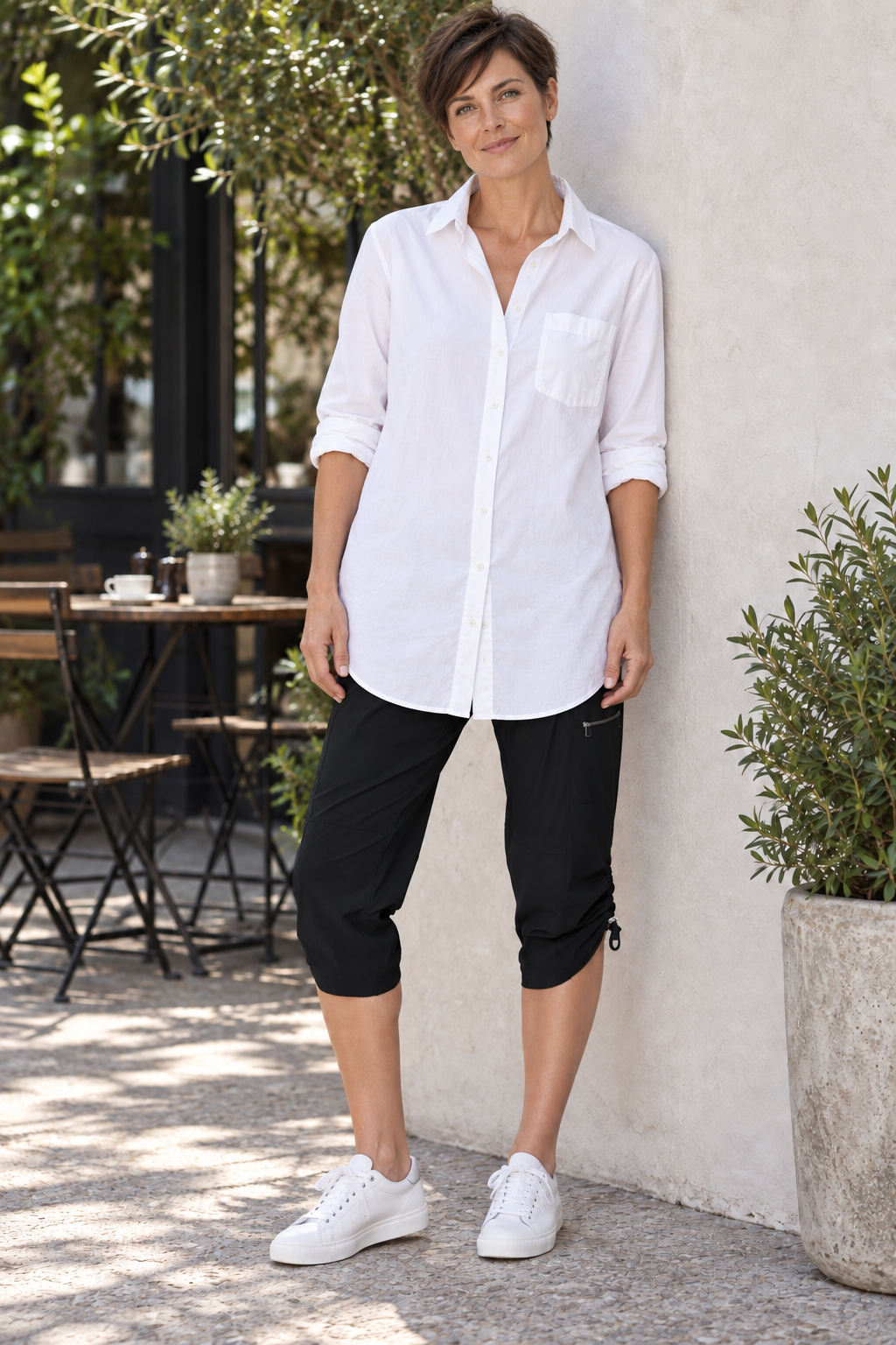 PAULA RYAN Toggled Clam Digger - Microjersey - Black