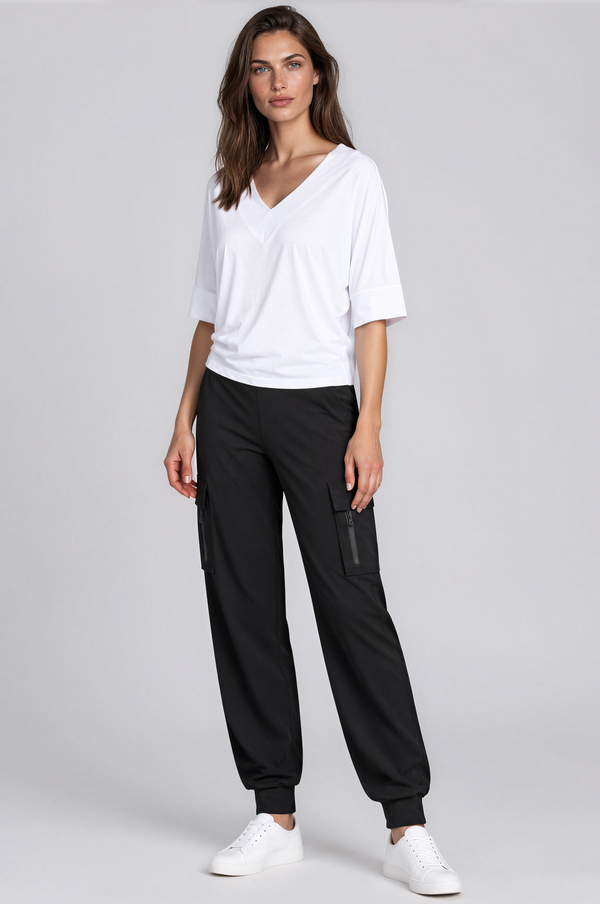 PAULA RYAN (Tall) Cuffed Cargo Pant - Black - Paula Ryan