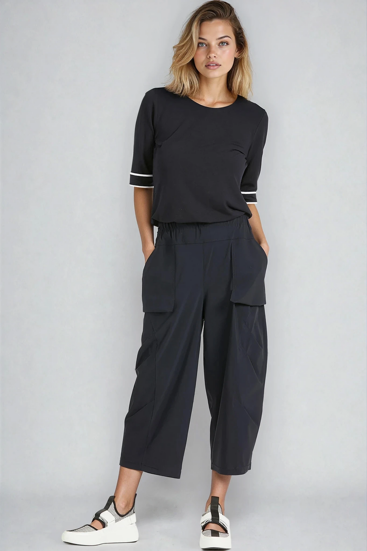PAULA RYAN Tokyo Pant - Microjersey Navy