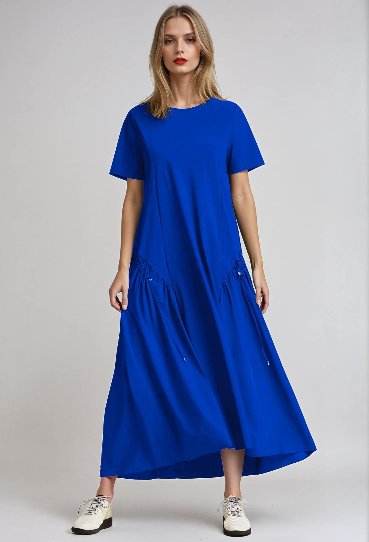 PAULA RYAN Arched Front Dress - Greek Blue Microjersey