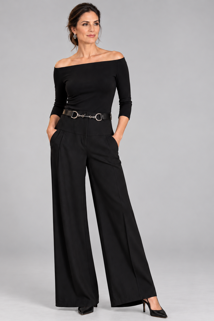 PAULA RYAN Off Shoulder Top - EcoVero Black