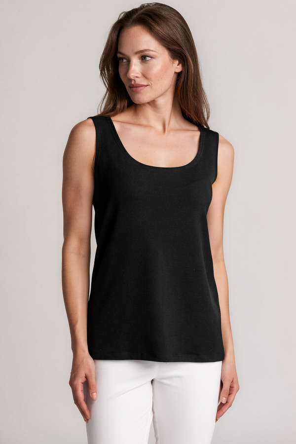 PAULA RYAN Easy Fit Singlet - Merino Black