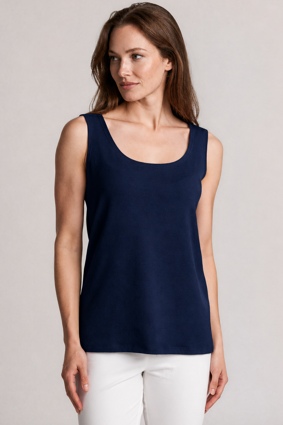 PAULA RYAN Easy Fit Singlet - Navy Merino