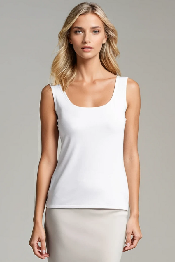 PAULA RYAN ESSENTIALS Easy Fit Singlet - Micromodal White - Paula Ryan