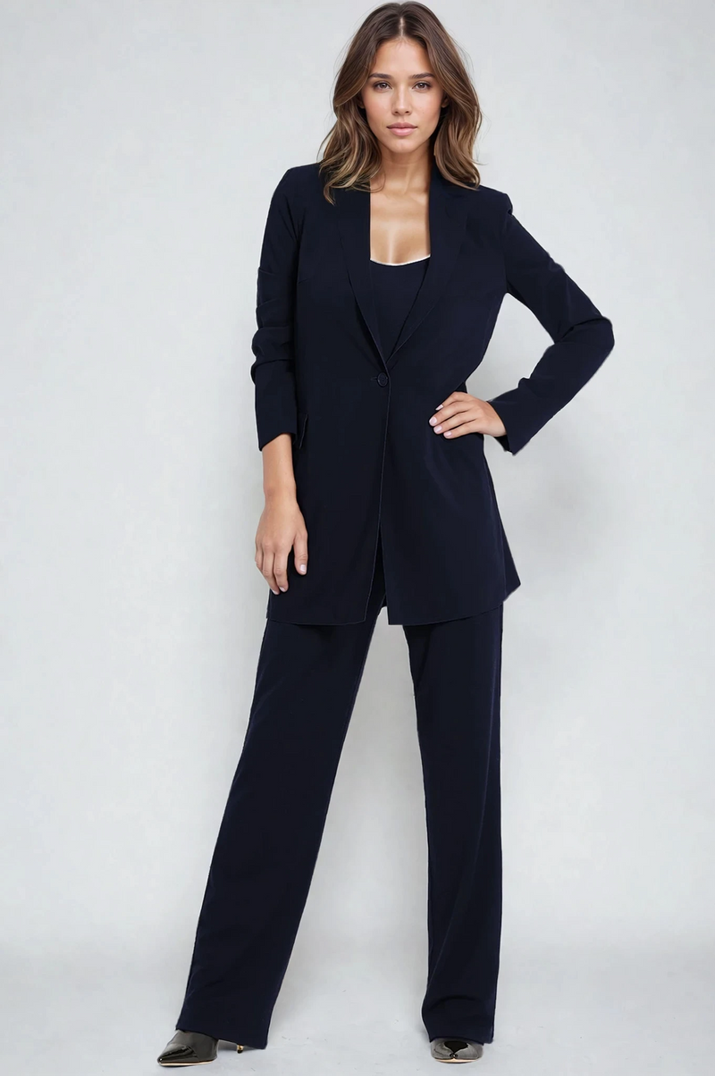 PAULA RYAN Tailored Pant - Microjersey Navy