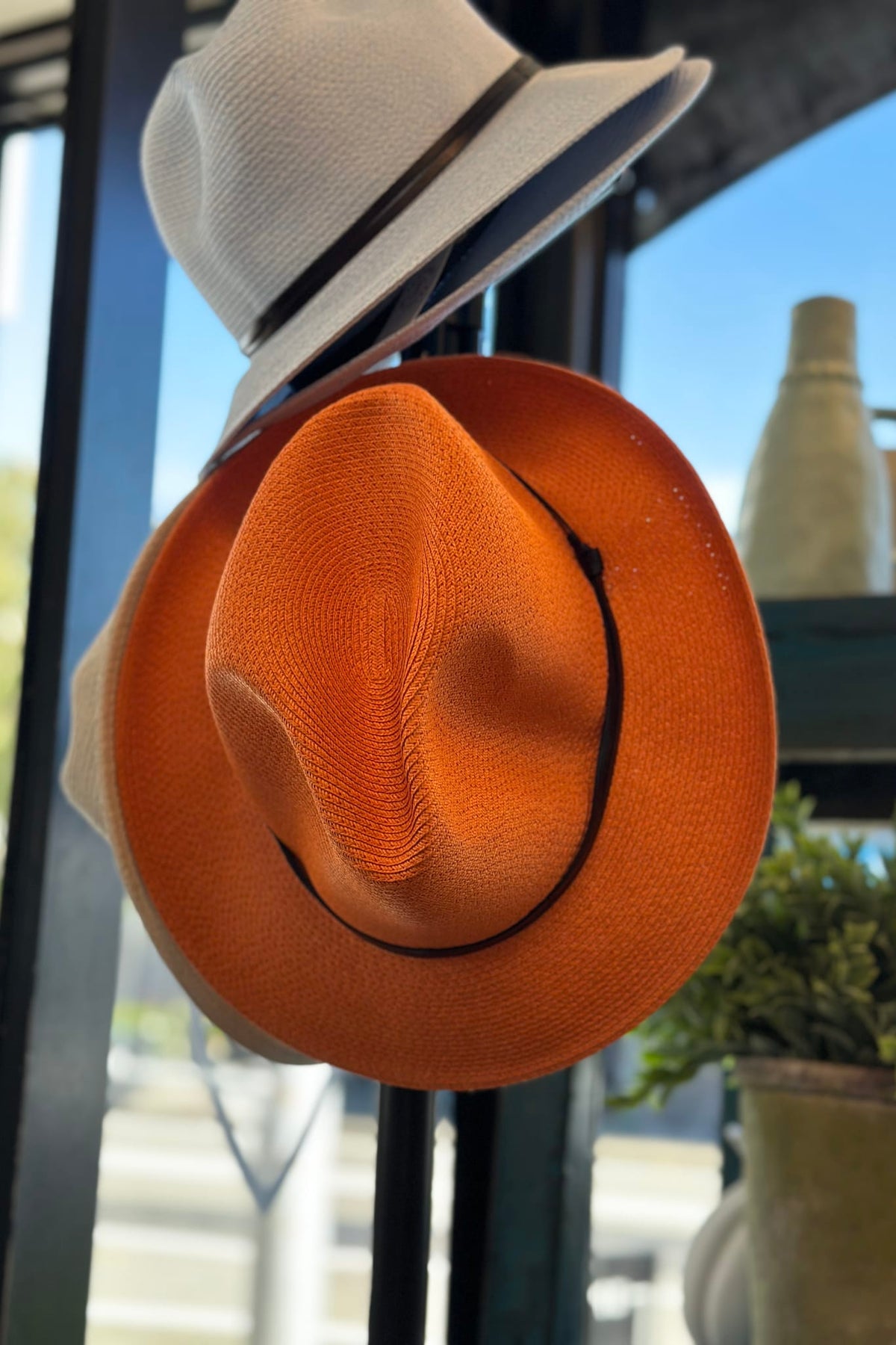 TRAVAUX EN COURS - Borsalino Hat Leather Strap - Orange