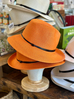 TRAVAUX EN COURS - Borsalino Hat Leather Strap - Orange - Paula Ryan