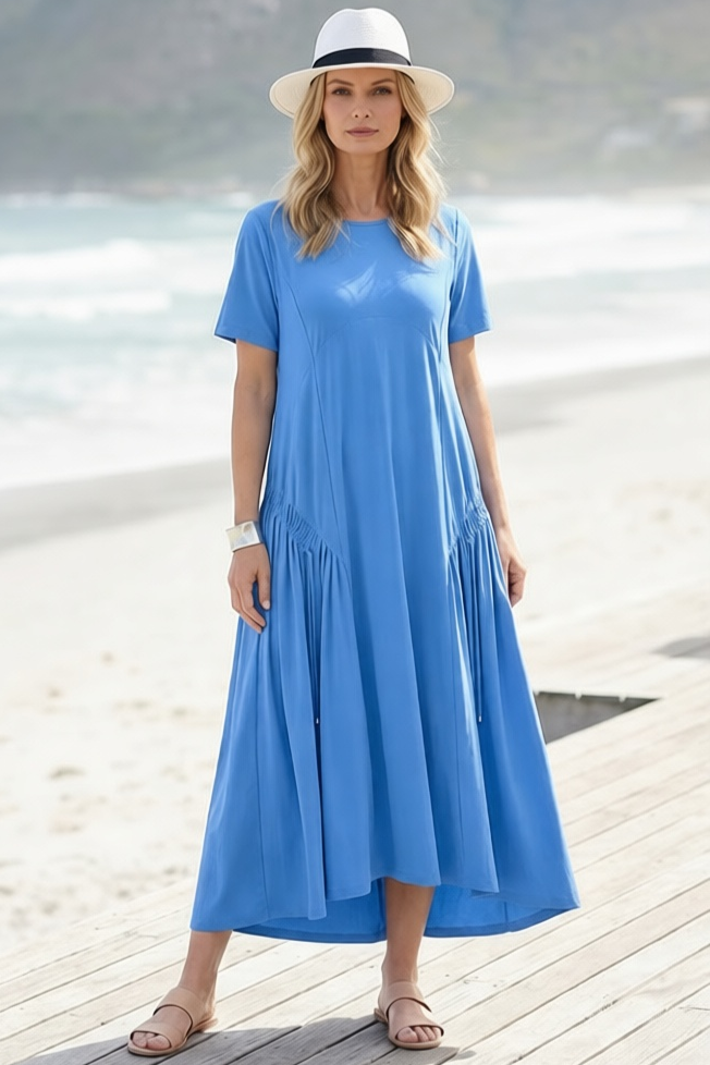 PAULA RYAN Arched Front Dress - Cornflower Microjersey