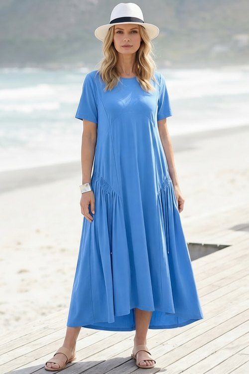 PAULA RYAN Arched Front Dress - Cornflower Microjersey - Paula Ryan
