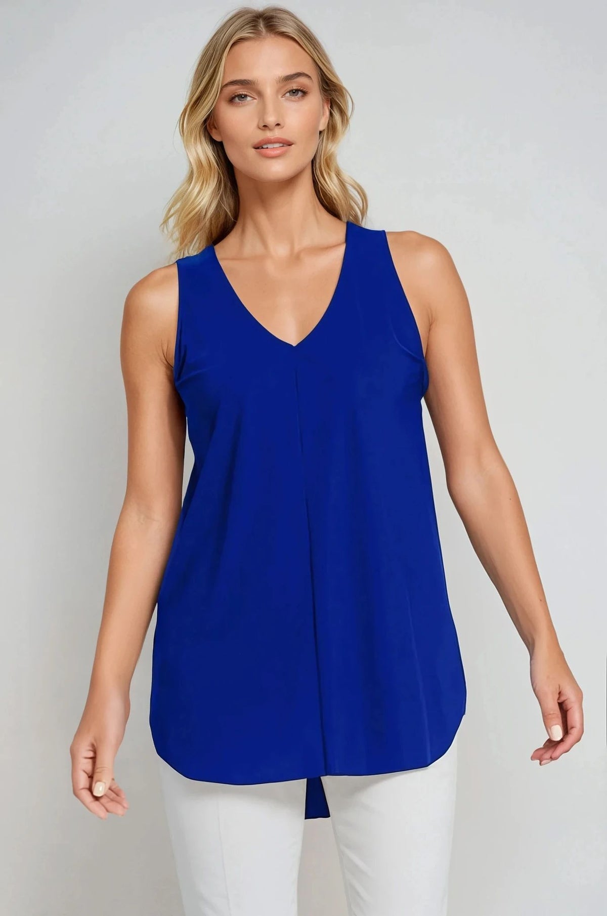 PAULA RYAN Long Layering Singlet Microjersey - Greek Blue