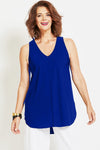 PAULA RYAN Long Layering Singlet Microjersey - Greek Blue