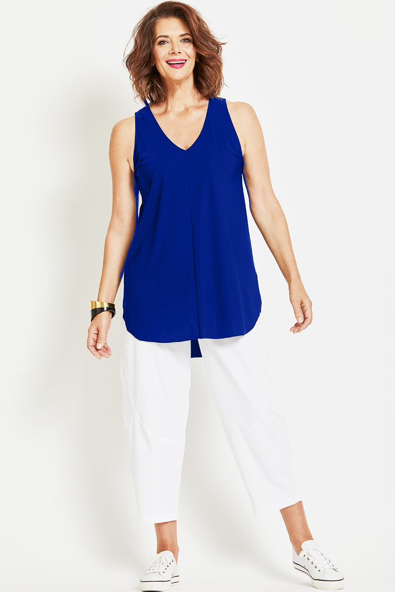 PAULA RYAN Long Layering Singlet Microjersey - Greek Blue