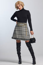 PAULA RYAN Check A-line Mini Skirt Glen Plaid - Paula Ryan