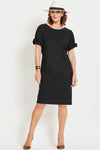 PAULA RYAN Ruched Sleeve Dress - Black Microjersey