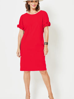 PAULA RYAN Ruched Sleeve Dress - Poppy Microjersey - Paula Ryan