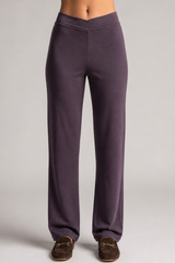 PAULA RYAN Straight Leg Lounge Pant - Merino Cocoa Plum
