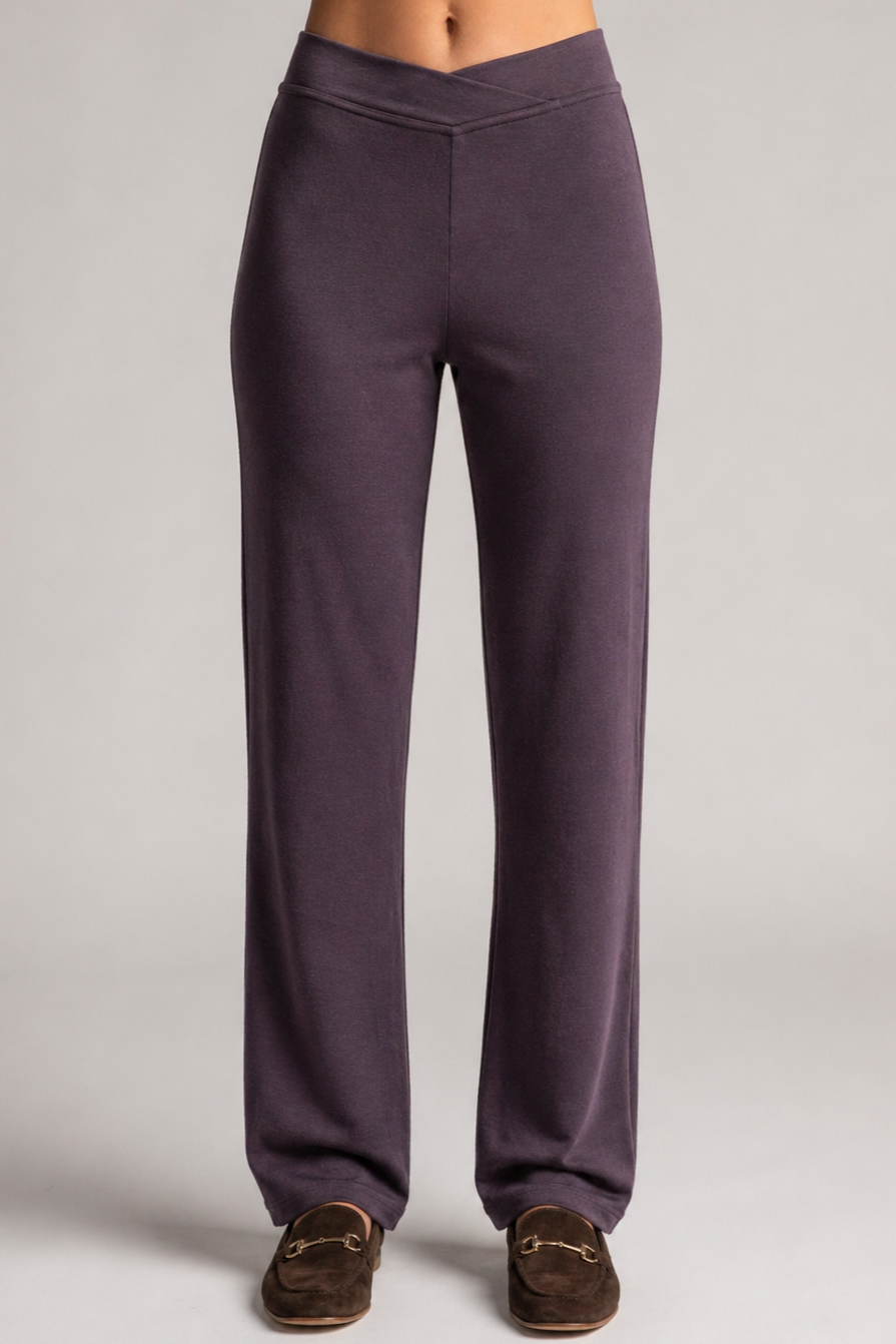 PAULA RYAN Straight Leg Lounge Pant - Merino Cocoa Plum