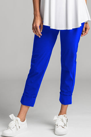 PAULA RYAN ESSENTIALS Wide Cuff Capri Pant Microjersey - Greek Blue