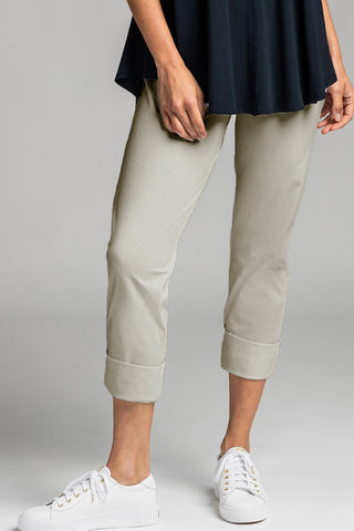 PAULA RYAN ESSENTIALS Wide Cuff Capri Pant - Classic Microjersey Sand