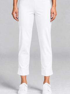 PAULA RYAN Wide Cuff Capri Pant - Microjersey White