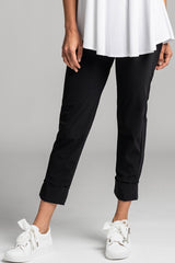 PAULA RYAN Wide Cuff Capri Pant - Microjersey Black