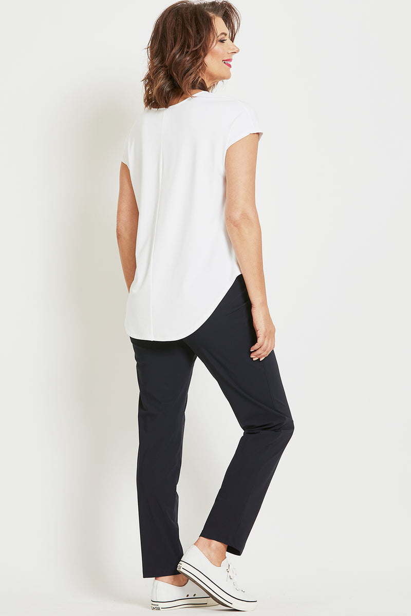 PAULA RYAN Panel Front Pant Microjersey - Navy