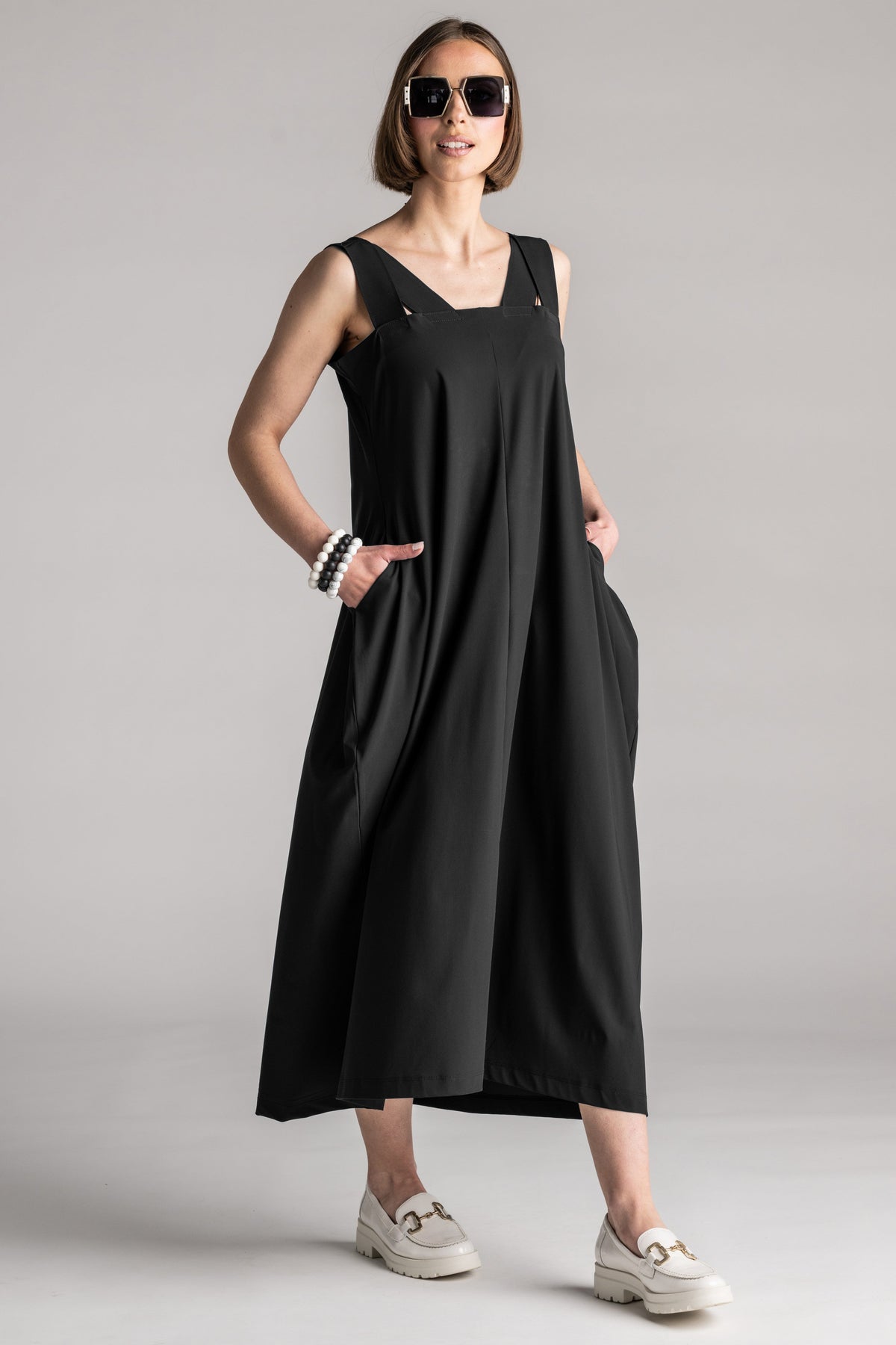 PAULA RYAN Reversible Dress Microjersey - Black