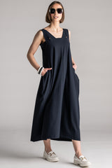 PAULA RYAN Reversible Dress Microjersey - Navy