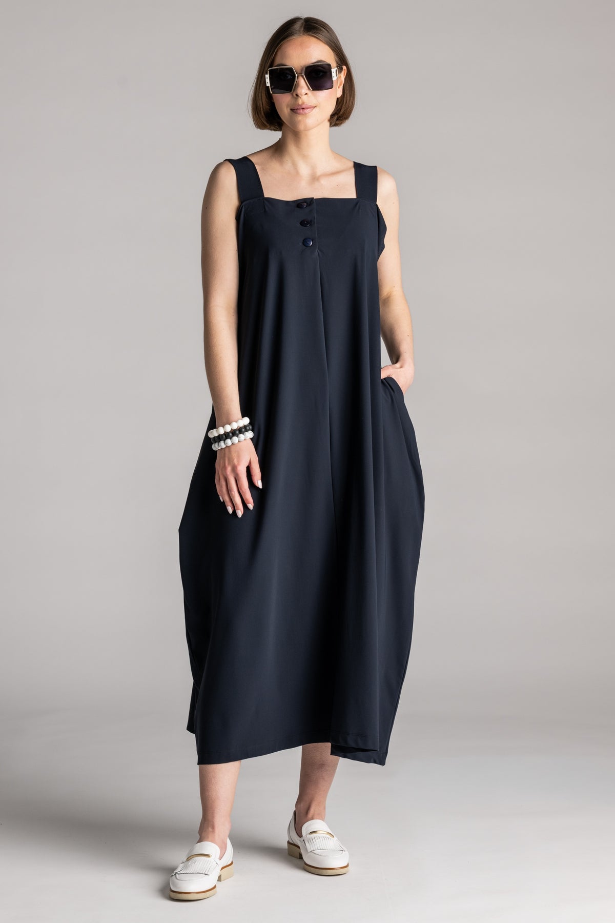 PAULA RYAN Reversible Dress Microjersey - Navy