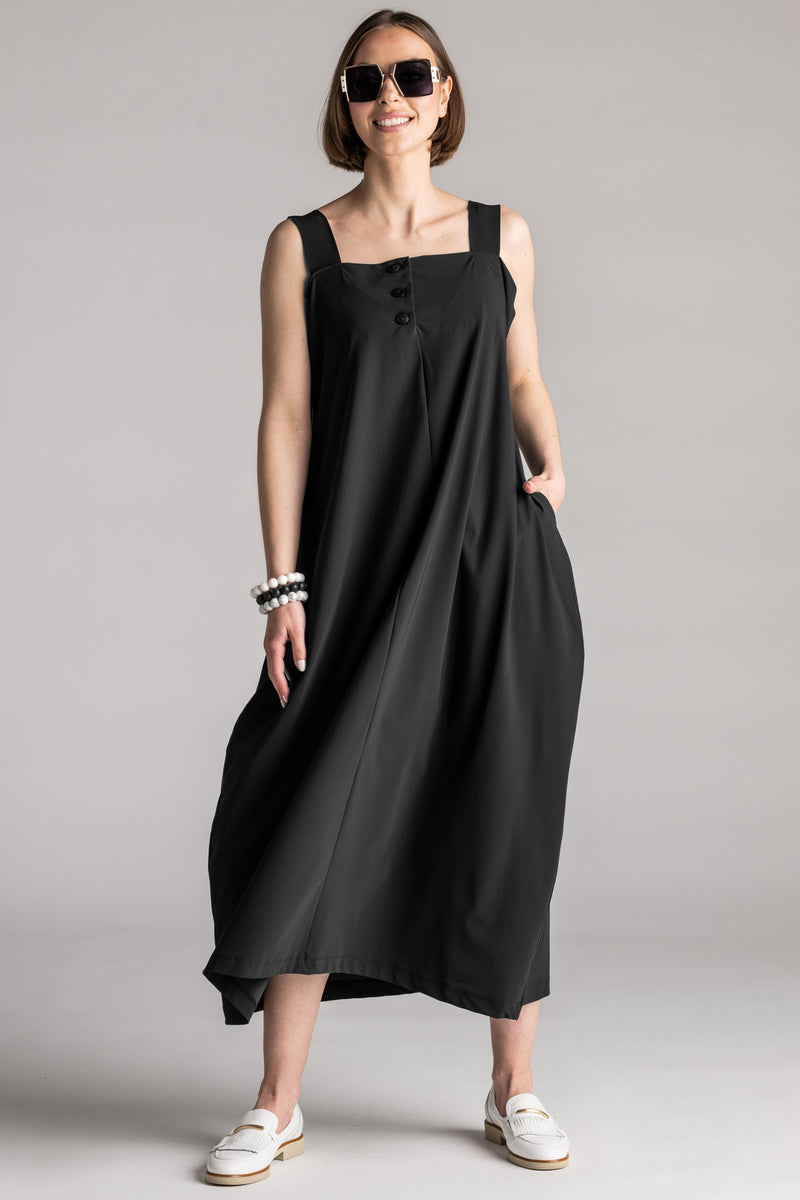 PAULA RYAN Reversible Dress Microjersey - Black