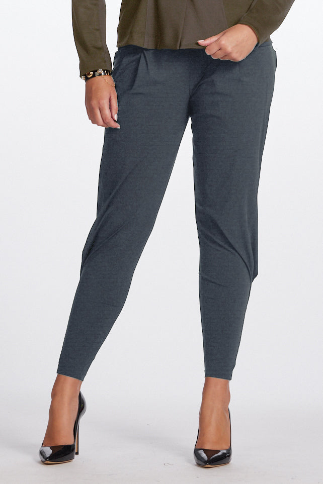 PAULA RYAN Ankle Pleat Merino Basque Pant - Ironsand - Paula Ryan