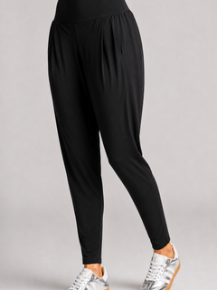 PAULA RYAN Ankle Pleat Basque Pant - Microjersey Black