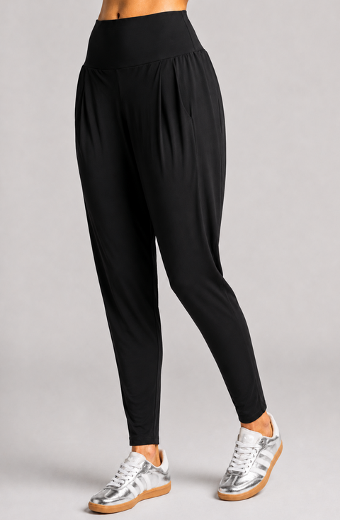 PAULA RYAN Ankle Pleat Basque Pant - Microjersey Black