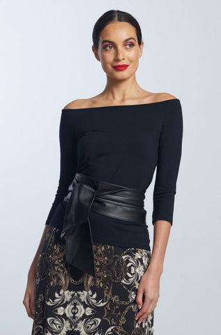 PAULA RYAN Off Shoulder Top - Modal Soft - Black