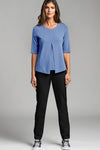 PAULA RYAN ESSENTIALS Box Pleat Half Sleeve Top - MicroModal Light Denim Blue