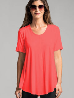 PAULA RYAN Scoop Neck Swing Tee - Grenadine - Paula Ryan