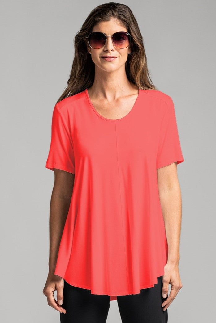 PAULA RYAN Scoop Neck Swing Tee - Grenadine - Paula Ryan