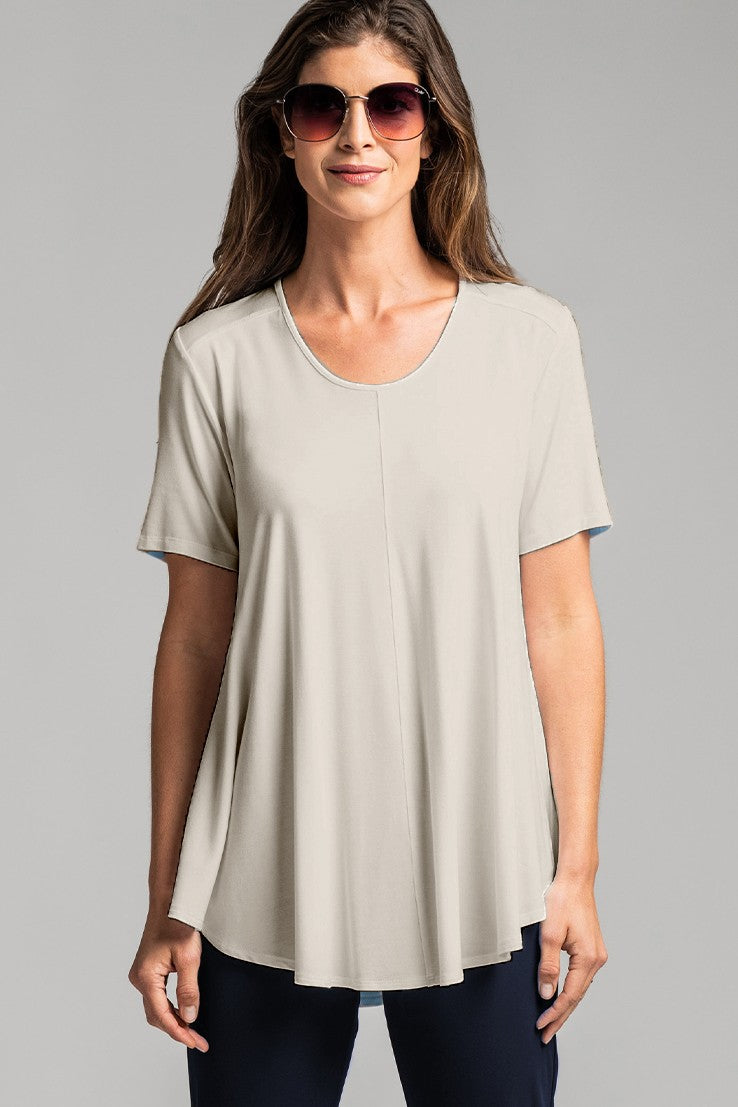 PAULA RYAN Scoop Neck Swing Tee Micromodal - Champagne - Paula Ryan