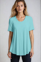 PAULA RYAN Scoop Neck Swing Tee Micromodal - Ice Blue