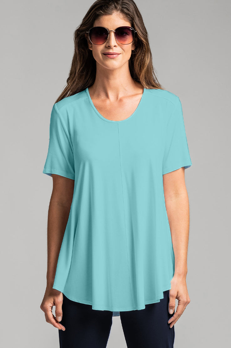 PAULA RYAN Scoop Neck Swing Tee Micromodal - Ice Blue