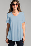 PAULA RYAN Scoop Neck Swing Tee - Oxford Blue